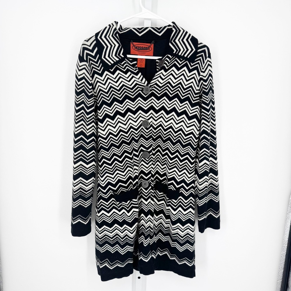 Missoni for Target Black White Zigzag Longline Cardigan Sweater XS Chevron